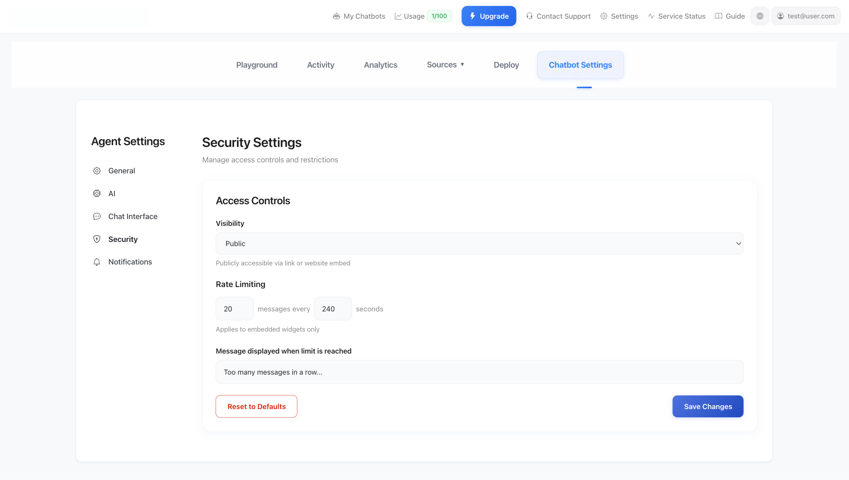 Налаштування безпеки