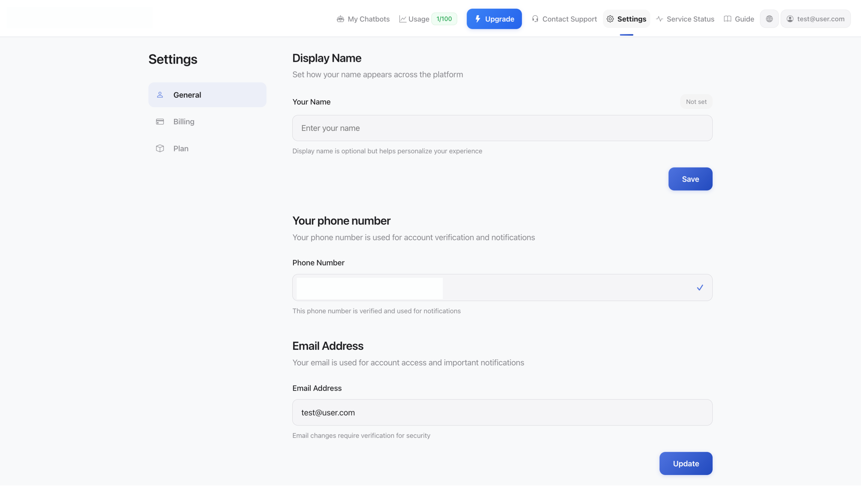 Налаштування облікового запису - Загальні