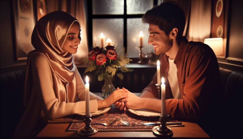 Романтична вечеря на День Святого Валентина зі свічками та трояндами